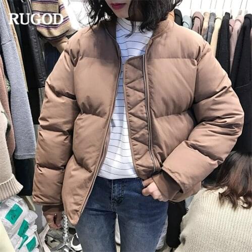 RUGOD New Thick Women Jacket Coat Long Sleeve Solid Cotton Coat Casual Zipper Warm Winter Clothes Fashion Snow Wear veste femme