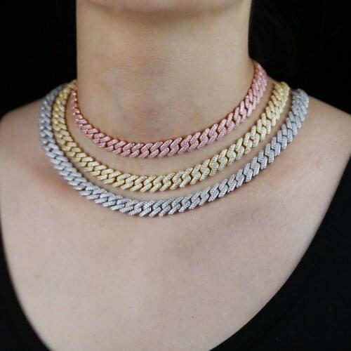 2020 new 10mm iced out hiphip bling Miami cuban link chain choker necklace for women micro pave 5A CZ adjust slider cuban chain