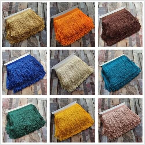 1 Meters 10 Color 20CM Long Lace Fringe Trim Polyester Tassel Fringe Trimming For Dress Stage Garment Curtain Accessories