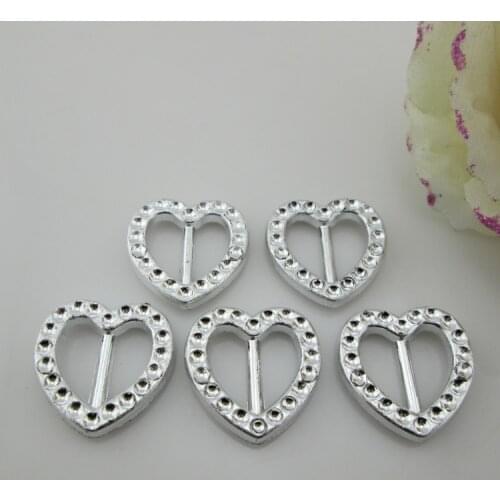 10pcs Small Heart Acrylic Buckle Wedding Ribbon Buckle Slider 12mm