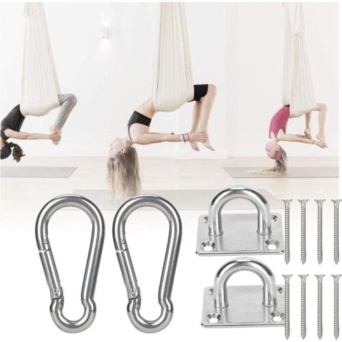 2 Sets Of Suspended Ceiling Wall Mount U-Shaped Hooks Stainless Steel Heavy Duty Multi-Function Hammock Hammock Hook Metal Base