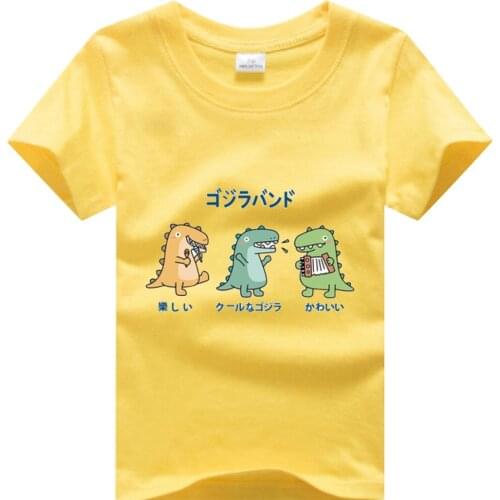 2021 Summer Fashion Unisex Dinosaur T-shirt Children Boys Short Sleeves White Tees Baby Kids Cotton Tops For Girls Clothes 2 12Y