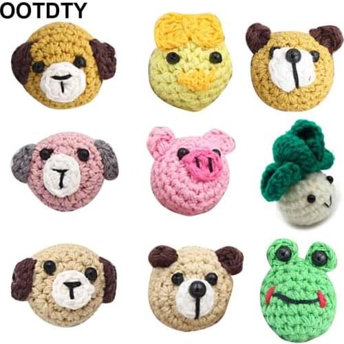 5Pcs Handmade Crochet Woolen Cabbage Animal DIY Pacifier Clip Chain Accessories Baby Teething Soother Decorations Toys