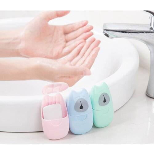 50Pcs/Box Disinfecting Paper Soaps Washing Hand Mini Disposable Scented Slice Sheets Foaming Soap Case Paper Scented Sheets