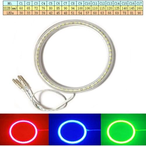 60mm 70 80 90100 LED Angel Eye Halo Kit DC12V Full Circle Demon Eye Fog Neon Light Applicable Cars And Motorcycles