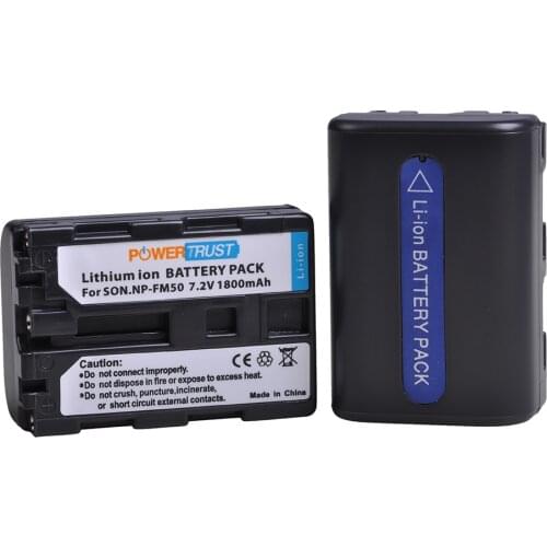 2x 1800mAh NP-FM50 NPFM50 Battery Pack for Sony NP-FM50 NP-FM30 NP-FM51 NP-QM50 NP-QM51 NP-FM55H and Sony M Type Series Camera