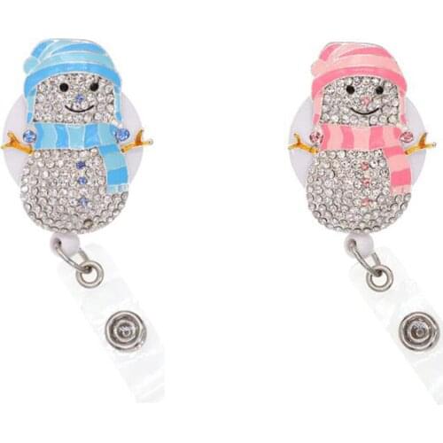 Rhinestone Scarf pink/blue Snowman Accessory 360swivel clip for Christmas gift