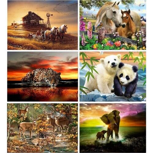 DIY 5D Diamond Painting Deer Diamond Embroidery Animal Cross Stitch Full Round Drill Rhinestones Mosaic Art Wall Home Decor Gift