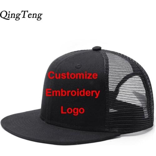 Custom Logo Snapback Hat Embroidery Letters Breathable Net Baseball Caps Men Women Hip Hop Flat Hats Summer Casual Gorra Plana