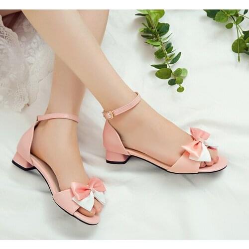 Women Sandals Low Heel Gladiator Sandals Shoes Woman Square Heels Size 28 29 30 31 32 33 - 40 41 42 43