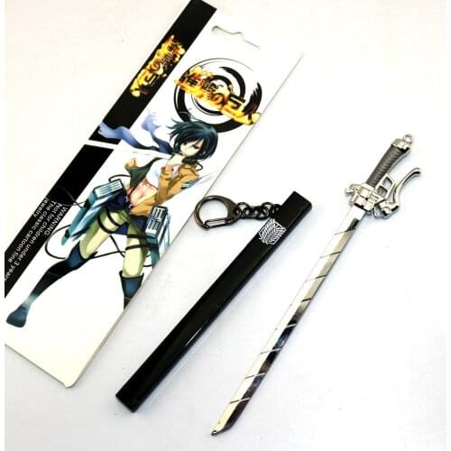 Anime Attack on Titan Sword Simulation Weapon Alloy Keychain Collection Model Ninja Knife Cosplay Prop Halloween Party Decor