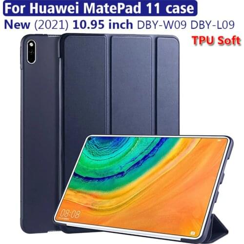 Tablet For Funda Huawei Matepad 11 Case Tri-fold Leather Silicone Back Protective Cover For Huawei Matepad 11(2021) 10.95" Case