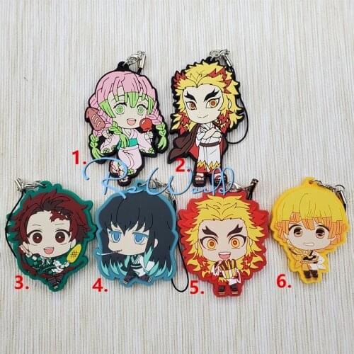 Demon Slayer: Kimetsu no Yaiba original Japanese anime figure rubber Silicone mobile phone charms key chain strap keyring