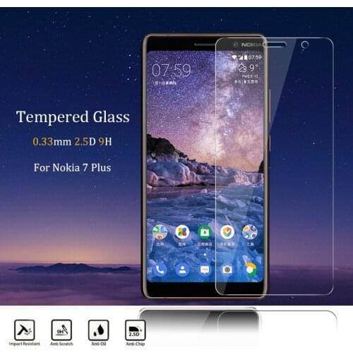 For Nokia 7 Plus Tempered Glass 2.5D 0.33MM Ultra Slim Clear Screen Protector front glass film for Nokia 7 Plus 7+ 6.0inch