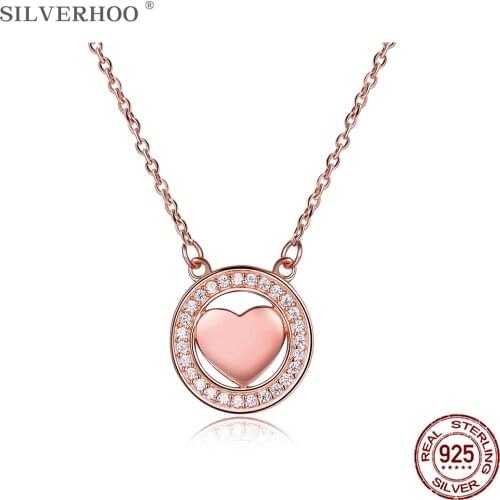 SILVERHOO 925 Sterling Silver Simple Hollow Geometry Triangle Pendant Necklaces Jewelry For Women Full Cubic Zirconia Necklace