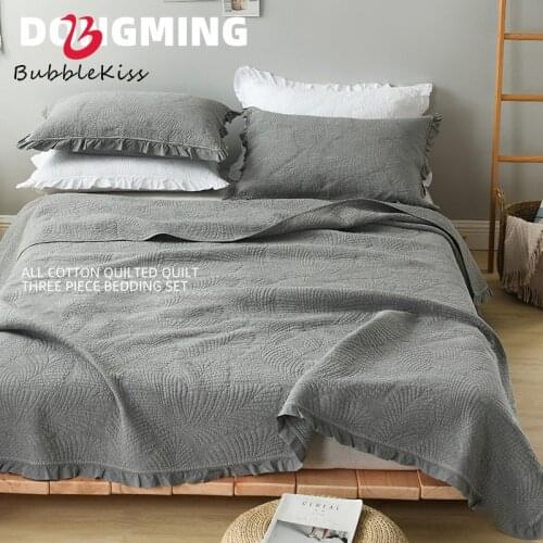 Bubble Kiss European Style Cotton Bedding Thick Bedspread Pillow Case Quilting Bed Covers Bed Linen Solid Color King Queen Size