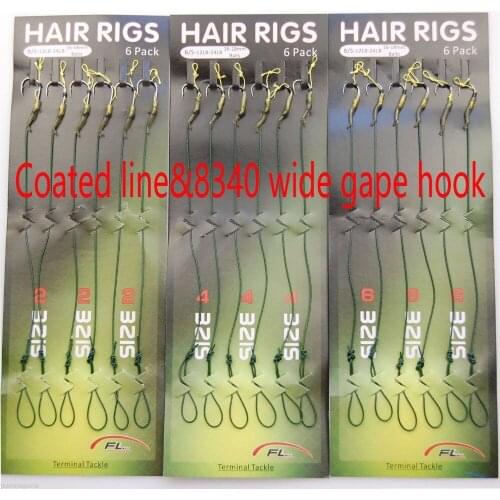 Hyaena 18pcs Carp Fishing Hair Rigs Green Coated Thread Loop 8340 Hook Carp Rigs Carp Fishing Accessories