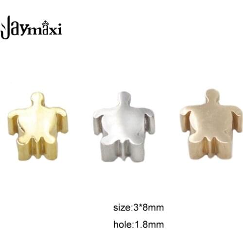 Jaymaxi Stainless Steel Turtle Charm Mirror Polished 1.8mm Small Hole Bead Jewelry DIY Accessories Beads 3*8mm 20piece/lot