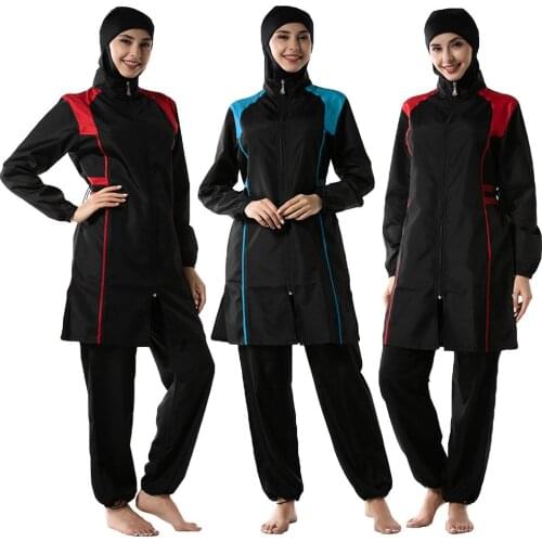 Summer Muslim Women Swimwear Modest Islamic Beachwear Burkini Costume Bathing Suit 3PCS Conservative Swimsuit Arab Fashion New
