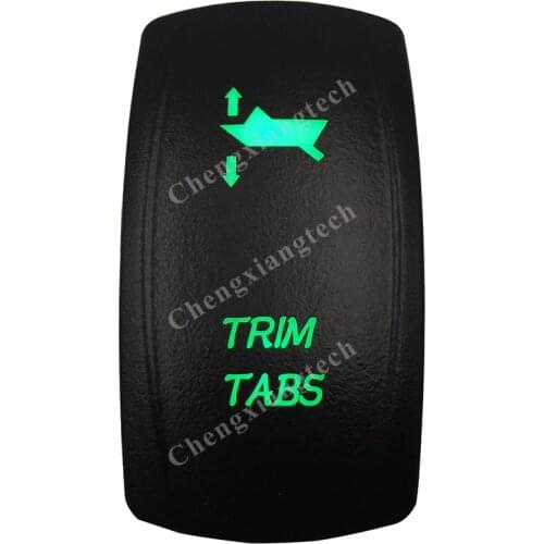 Marine Boat Car TRIM TABS UP/DOWN Rocker Switch (On)-off-(on) Momentary GREEN LED Dpdt/7p 12v/24v
