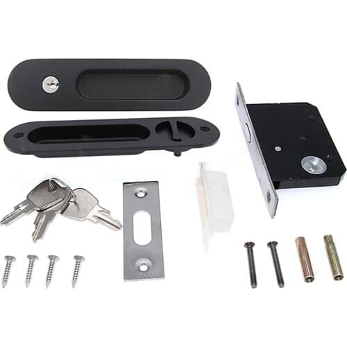 LWZH 6.8"Sliding Door Lock Invisible Recessed Handle Latch with 3 Keys Interior Wood Door Mortise Lock Patio Door Lock Hardware