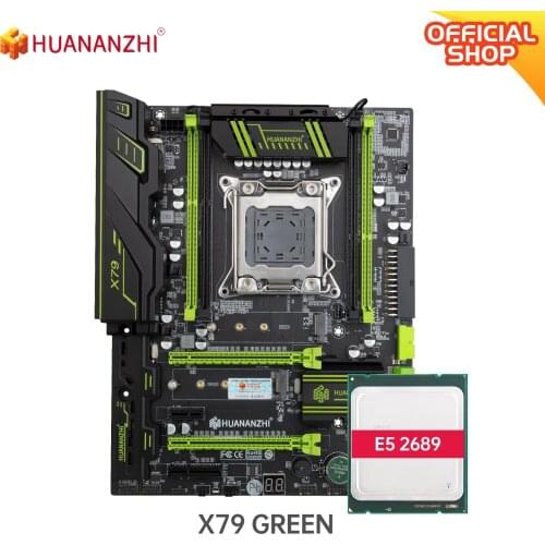HUANANZHI X79 GREEN X79 motherboard with Intel XEON E5 2689 combo kit set support DDR3 RECC memory USB3.0 SATA3 NVME M.2 SSD