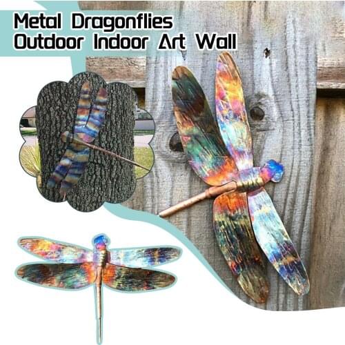 Metal Dragonfly Wall Artwork For Garden Decoration Miniaturas Animal Outdoor Statues And Sculptures For Yard Decoration#g3