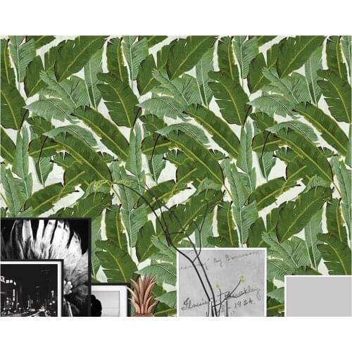 Beibehang Custom wallpaper fresh natural green tropical rain forest hand painted banana leaves European 3d wallpaper mural photo