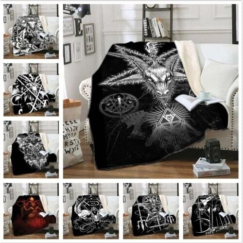 Skull 3D Print Satanic Throw Blanket Bedspread Home Textiles Sofa Print Blanket Fleece Winter Warm Blanket Birthday Gift