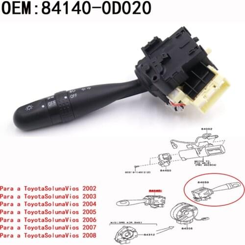 Interruptor de luz antiniebla para coche, interruptor de Control de luz de dirección para Toyota Vios Soluna Vios 84140-0D020