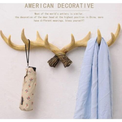 RETRO AMERICAN STYLE CREATIVE ANTLERS HOOK DEER HEAD WALL HANGING BAG KEY HOOK COAT HOOK RACKS HANGER HOLDER MODELING WALL DECOR
