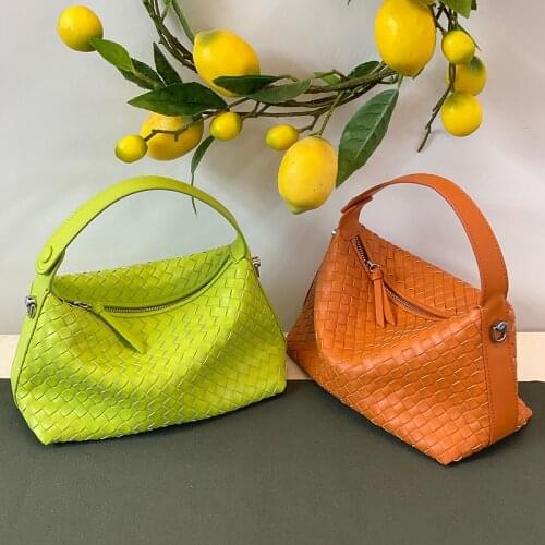 Luxury Genuine Leather Womens Shoulder Bag Woven Check Handbag Brand Designer Crossbody Bag Female Shoulder Bag Hobo Armpit Bag