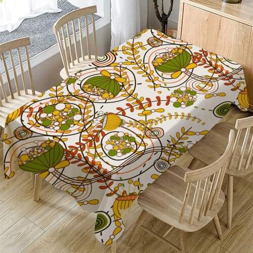 Cartoon Flowers Pattern Tablecloth Oilproof Waterproof Rectangular Table Cloth Hotel Family Banquet Party Polyester Tablecloth