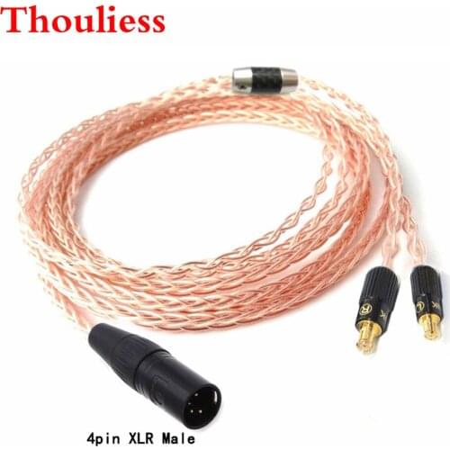 Thouliess HIFI Handmade 2.5/3.5/4.4mm/4pin XLR 8 Croes Single Crystal Copper Headphone Upgrade Cable for CKS1100 E40 E50 E70