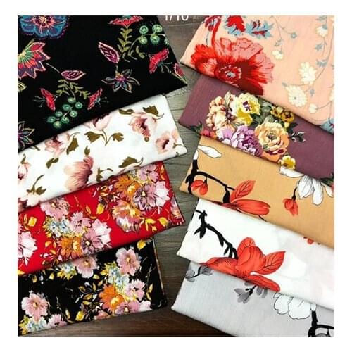 Rayon fabric dark floral printed fabric dress fabricLFCK080080