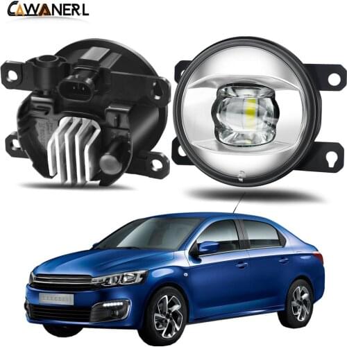 Fog Light Assembly Car Driver + Passenger LED Lens Fog Lamp Daytime Running Light 30W 8000LM 12V For Citroen C-Elysee 2012-2018