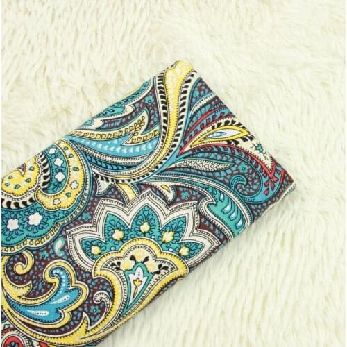 High quality pure cotton fabric for dress Retro printing tissus Micro elastic force cotton fabric