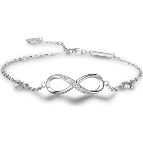 WLP Trendy Silver Color New 8 Shape Geometric Adjustable Infinity Bracelets Wedding Bangles For Women Fashion Jewelry Gift