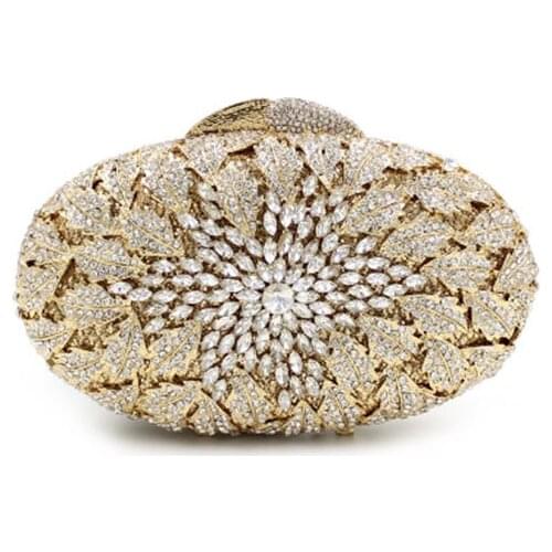 XIYUAN BRAND Women evening bag gold Ladies Wedding Party Clutch Bag silver Crystal Diamonds clutch Purses for bride cocktail