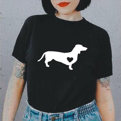 Funny Dachshund Love Dog T Shirt Women Tops Wiener Dog Shirt Short Sleeve Causal Tee Shirt Femme Harajuku Plus Size Women Tshirt