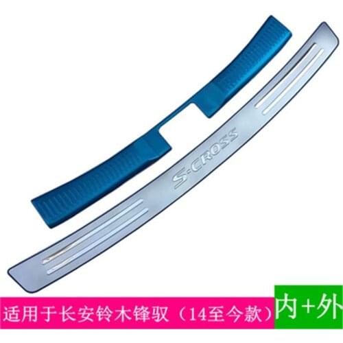 Rear Door Bumper Protector sill Interior Trunk Rear guard Tread Plate Pedals for Suzuki S-CROSS 2013-2019 Car Styling