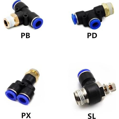 1PC PB/PD/PX/SL Pneumatic Connector 4mm-12mm Hose Tube Air Fitting 1/4" 1/8" 3/8" 1/2"BSPT Male Thread Pipe Coupler
