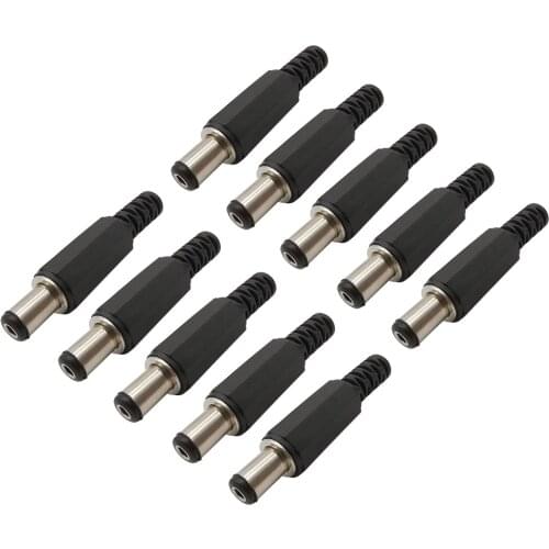10Pcs/lot 5.5mm x 2.1mm DC Power Plug Connector 5.5*2.1 DC Supply Plastic Male Socket Adapter Wire Connector Plugs Length 9mm