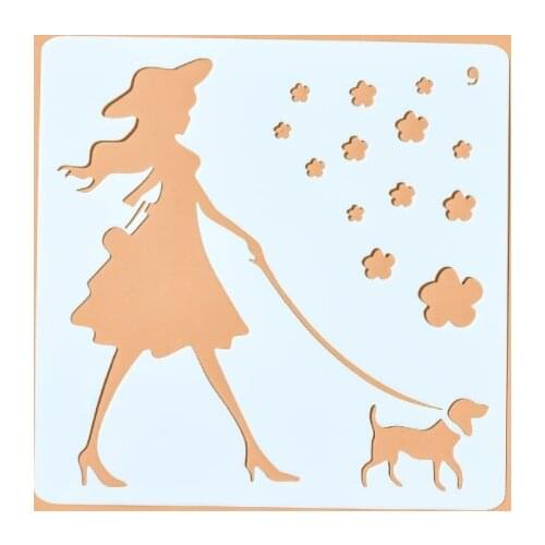 13*13 Female Layering Stencils for Diy scrapbook/photo album Decorative Embossing coloring,painting stencil,home decor