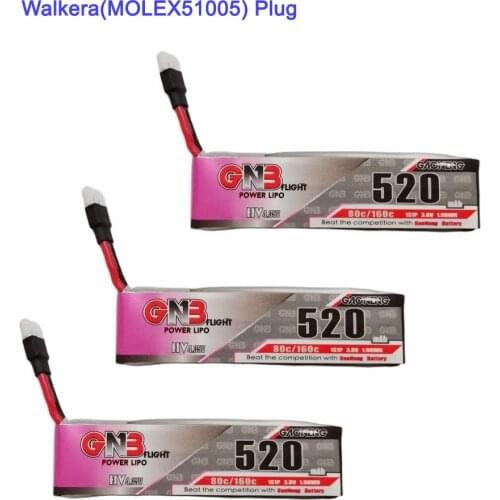 3PCS GNB Gaoneng 520mAh 3.8V 80C/160C HV Lipo battery with Walkera Plug for WLtoys V930 V977 XK K110 RC Drone parts