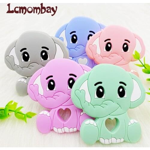 5/10pcs Baby Elephant Silicone Teether Teething Chew Toy Infant Teether Beads Food Grade DIY Necklace Nursing Tool Pendant