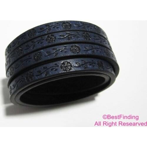 5mm Leather strips 5x2mm Navy blue dandelion press leather cord