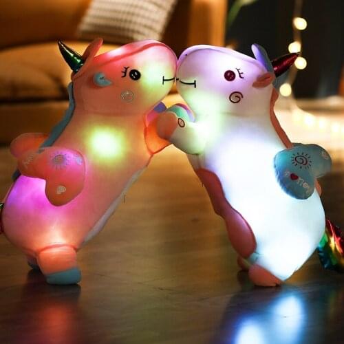 50cm Glowing Led Unicorn Pillow Plush Toys Cute Stuffed Light Up Plush Unicorn Pillow Luminous Animal Toys for Girl Child Gift