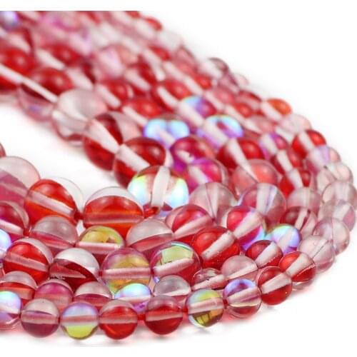 6/8/10MM Natural Shimmer Stone Red Labradorite Spacers Round Loose Beads For Jewelry Making Diy Bracelets Necklace Accessories