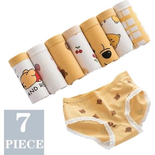 7PCS Womens Panties Sexy Lingerie Cotton Breathable Female Briefs Cartoon Girls Pantys Underpants Seamless Underwear For Woman